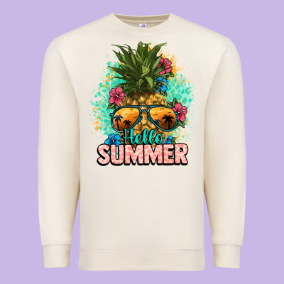 Hello Summer Pineapple Premium Sweatshirt Designed By Nancycooperartshop