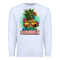 White Hello summer pineapple Premium Sweatshirt - NancyCooperArtShop