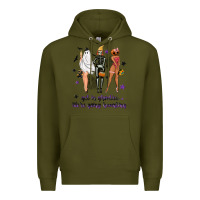 Army Green Get in ghoulies were going haunting Premium Hoodie - NancyCooperArtShop