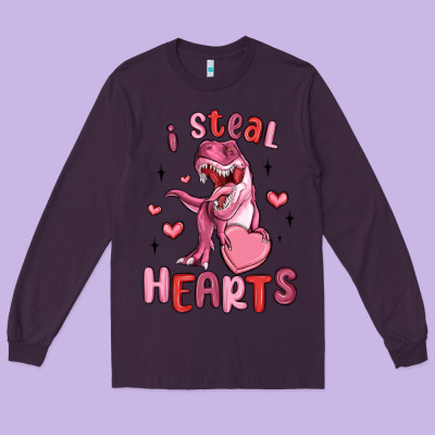 I Steal Hearts Long Sleeve Tee Designed By Maliassmallbusiness