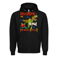 Black roaring into preschool Zipper Hoodie - BundleAndBundleShop