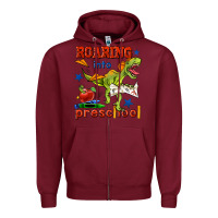 Burgundy roaring into preschool Zipper Hoodie - BundleAndBundleShop
