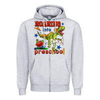 Heather Grey roaring into preschool Zipper Hoodie - BundleAndBundleShop
