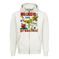 Oatmeal Heather roaring into preschool Zipper Hoodie - BundleAndBundleShop