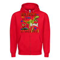 Red roaring into preschool Zipper Hoodie - BundleAndBundleShop
