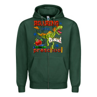 Sports Green roaring into preschool Zipper Hoodie - BundleAndBundleShop