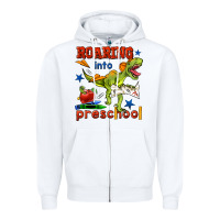 White roaring into preschool Zipper Hoodie - BundleAndBundleShop