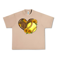 Burro Softball Heart With Sunflowers Urban Heavy Tee - LillyAllenDesigns