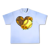 Grape Ice Softball Heart With Sunflowers Urban Heavy Tee - LillyAllenDesigns
