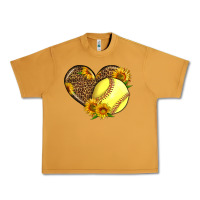 Peanut Butter Softball Heart With Sunflowers Urban Heavy Tee - LillyAllenDesigns