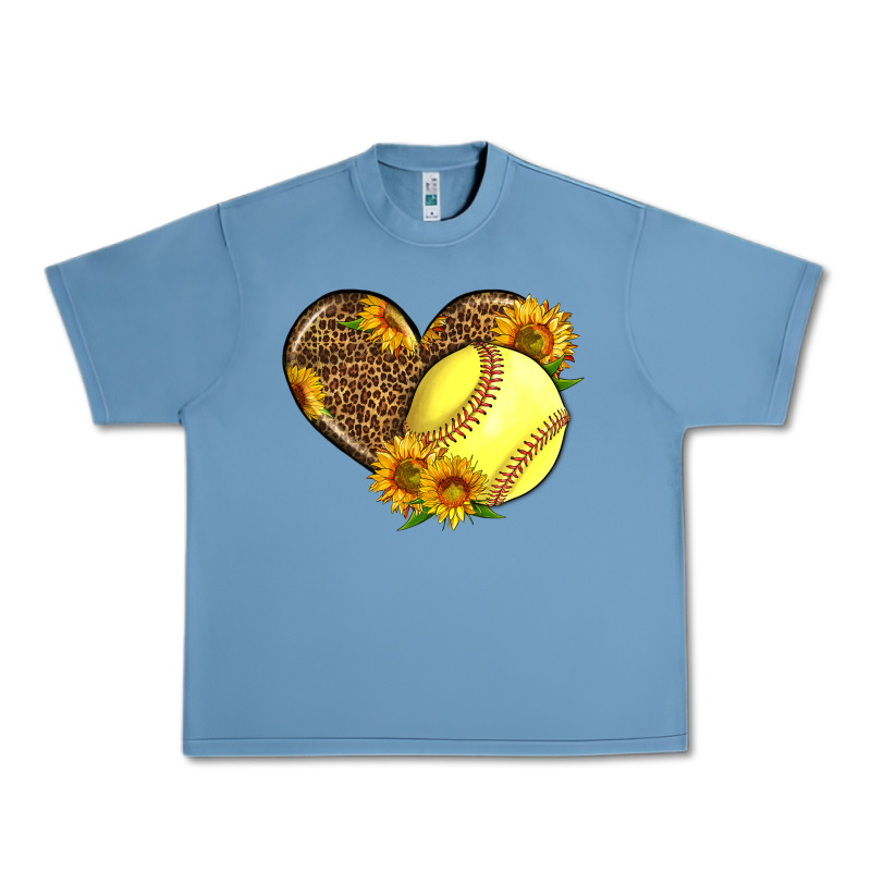 Softball Heart With Sunflowers Urban Heavy Tee by LillyAllenDesigns | Teevron