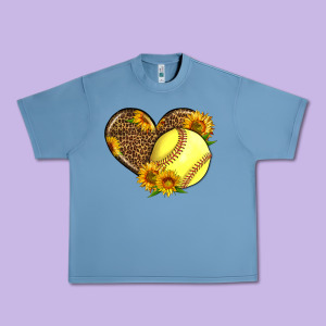 Softball Heart With Sunflowers Urban Heavy Tee Designed By Lillyallendesigns