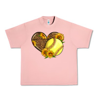 Salmon Softball Heart With Sunflowers Urban Heavy Tee - LillyAllenDesigns