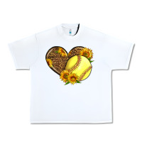 White Softball Heart With Sunflowers Urban Heavy Tee - LillyAllenDesigns