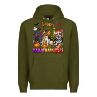 Army Green happy hallothanksmas dogs Premium Hoodie - texasbilliewilder