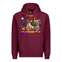 Burgundy happy hallothanksmas dogs Premium Hoodie - texasbilliewilder