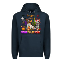 Navy happy hallothanksmas dogs Premium Hoodie - texasbilliewilder