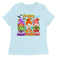 Baby Blue happy hallothanksmas gnomes Ladies Tee - texasbilliewilder