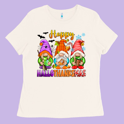Happy Hallothanksmas Gnomes Ladies Tee Designed By Texasbilliewilder