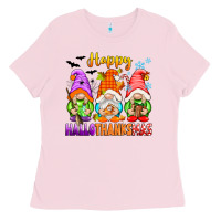 Bubblegum Pink happy hallothanksmas gnomes Ladies Tee - texasbilliewilder
