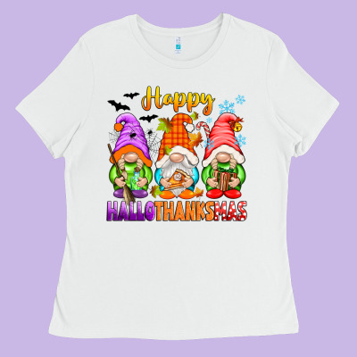 Happy Hallothanksmas Gnomes Ladies Tee Designed By Texasbilliewilder
