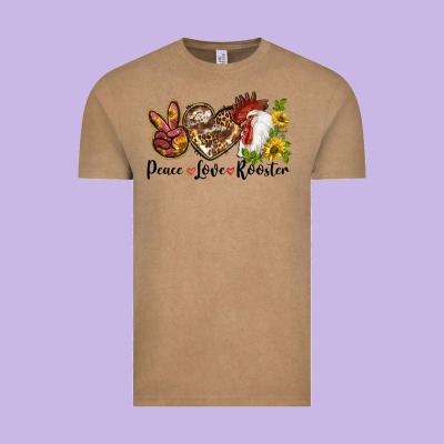Peace Love Rooster With Sunflower Vintage Tee Designed By Lillyallendesigns