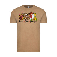 Vintage Coffee Peace Love Rooster With Sunflower Vintage Tee - LillyAllenDesigns
