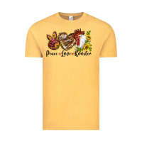 Vintage Mustard Peace Love Rooster With Sunflower Vintage Tee - LillyAllenDesigns