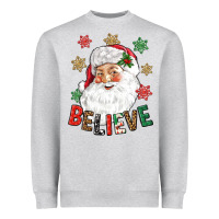 Heather Grey Believe Christmas Heavyweight Sweatshirt - NancyCooperArtShop
