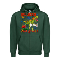 Sports Green roaring into 2nd grade Zipper Hoodie - BundleAndBundleShop