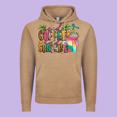 Iced Coffee And Sunshine Summer Vintage Hoodie Designed By Jasminsmagicworld