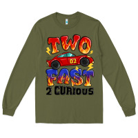 Army Green two fast two curious boys birthday racing car Long Sleeve Tee - MaliasSmallBusiness