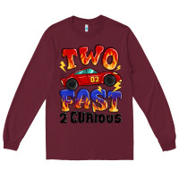 Burgundy two fast two curious boys birthday racing car Long Sleeve Tee - MaliasSmallBusiness