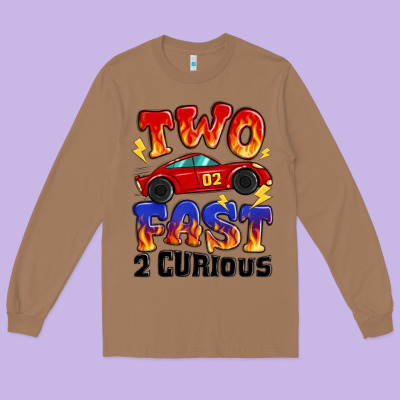 Two Fast Two Curious Boys Birthday Racing Car Long Sleeve Tee Designed By Maliassmallbusiness