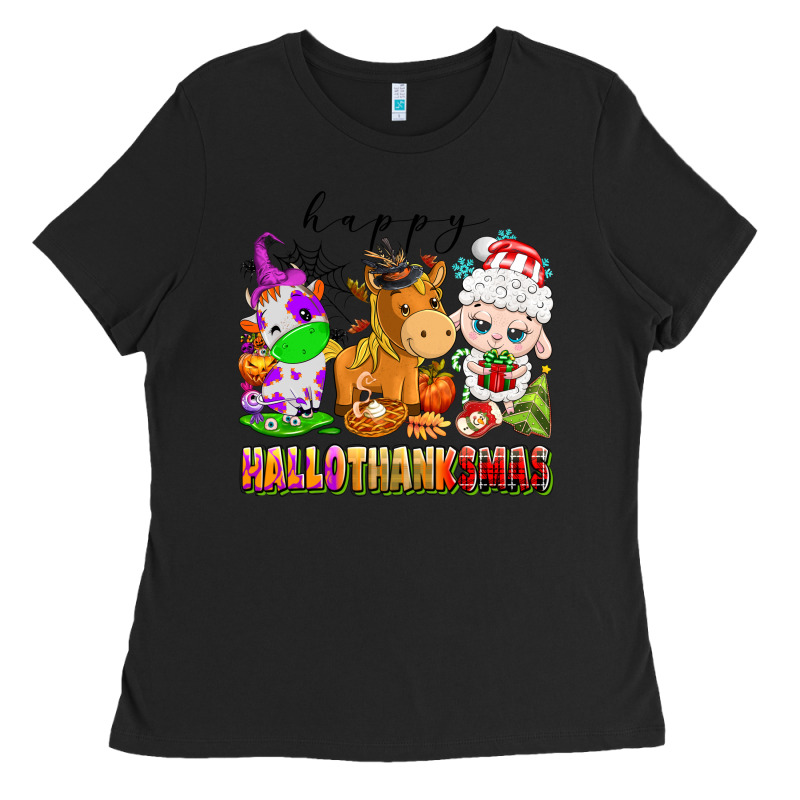 Happy Hallothanksmas Farm Animals Ladies Tee by texasbilliewilder | Teevron