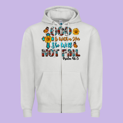 God Is Within Her She Will Not Fail Zipper Hoodie Designed By Bundleandbundleshop