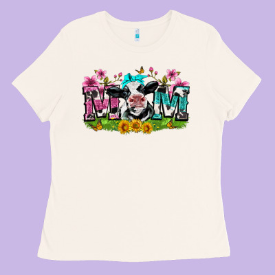 Mom With Cow Ladies Tee Designed By Zillion Design Studio