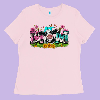 Mom With Cow Ladies Tee Designed By Zillion Design Studio