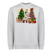 Heather Grey Cake Christmas trees Heavyweight Sweatshirt - NancyCooperArtShop
