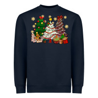 Navy Cake Christmas trees Heavyweight Sweatshirt - NancyCooperArtShop