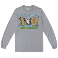 Heather Grey flying into 100 days of school Long Sleeve Tee - MaliasSmallBusiness