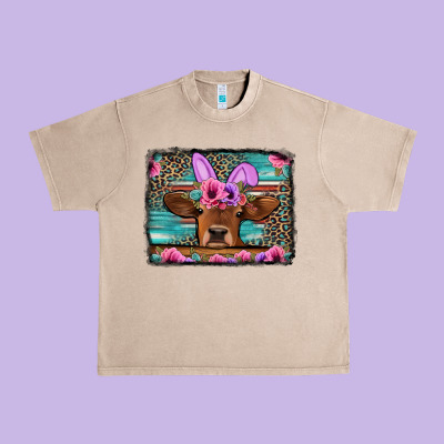 Easter Floral Leopard Cow Urban Heavy Tee Designed By Jasminsmagicworld