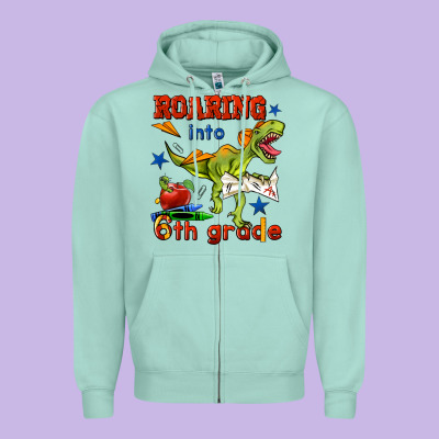Roaring Into 6th Grade Zipper Hoodie Designed By Bundleandbundleshop