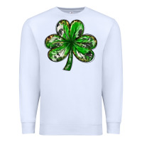 White shamrock with leopard and cowhide Premium Sweatshirt - NancyCooperArtShop