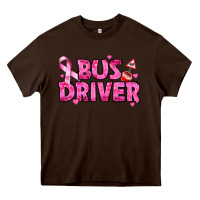 Chocolate Brown breast cancer bus driver Heavy Core Tee - texasbilliewilder