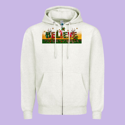 Christmas Believe Zipper Hoodie Designed By Bundleandbundleshop