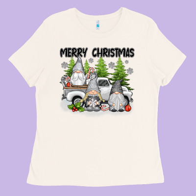 Merry Christmas Gnomies Ladies Tee Designed By Texasbilliewilder