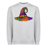 Heather Grey Spider Web Witch Hat Heavyweight Sweatshirt - Jasminsmagicworld