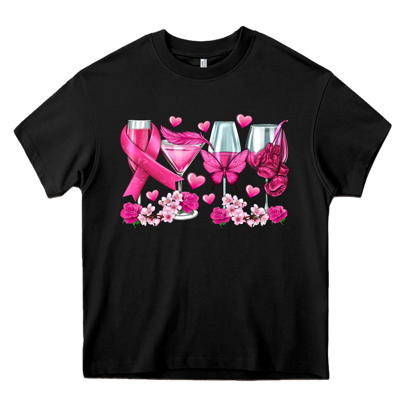 Breast Cancer Wine Glasses Heavy Core Tee by texasbilliewilder | Teevron