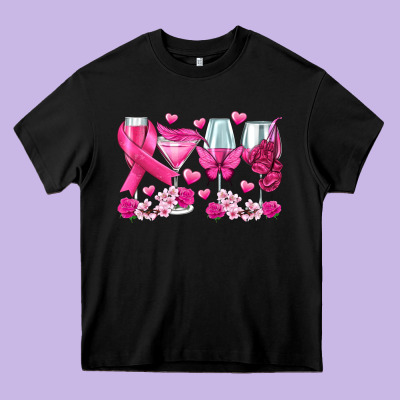 Breast Cancer Wine Glasses Heavy Core Tee Designed By Texasbilliewilder